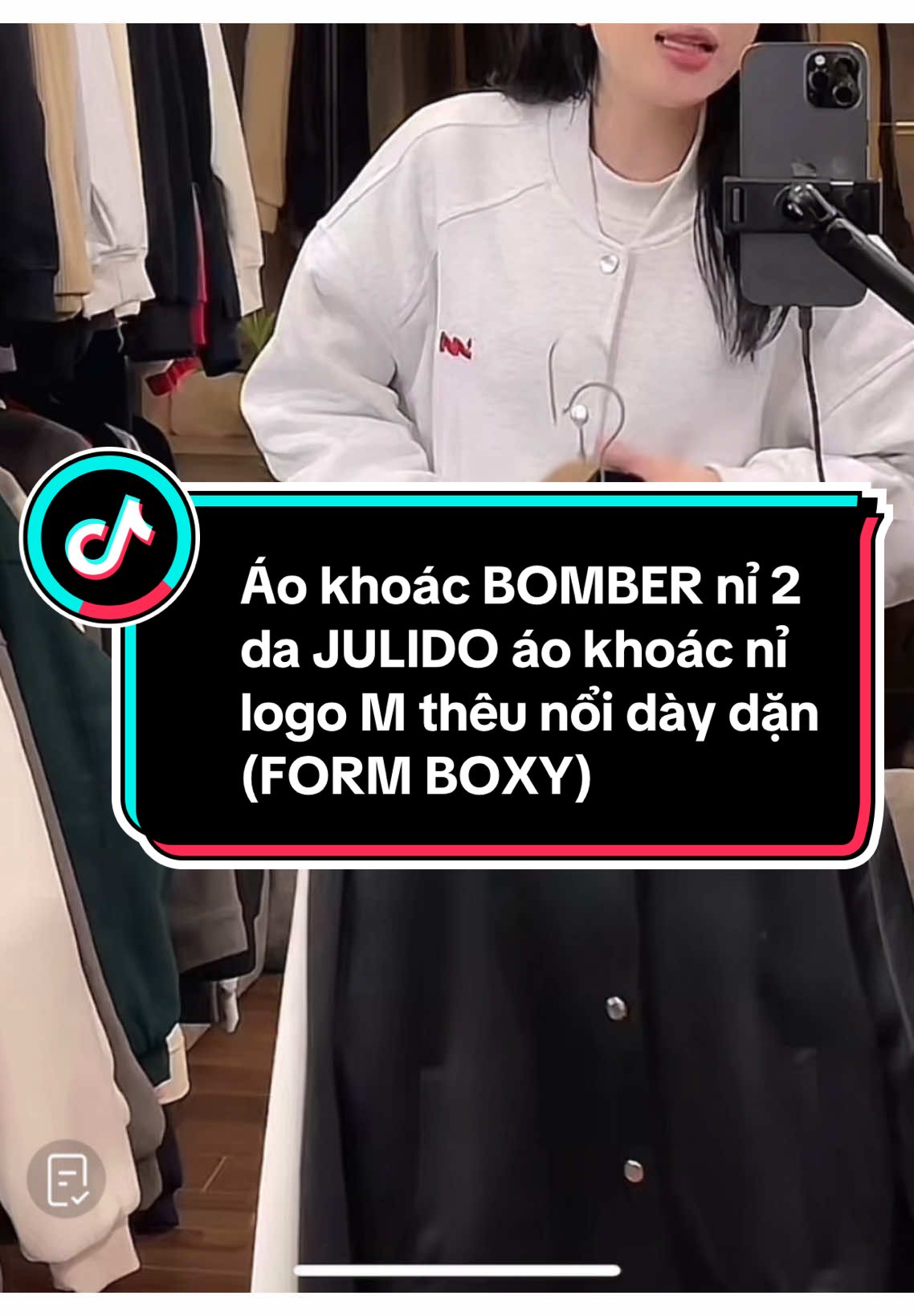 Áo khoác BOMBER nỉ 2 da JULIDO áo khoác nỉ logo M thêu nổi dày dặn (FORM BOXY)#xuhuongtiktok #julido #aobomber #ni2da 