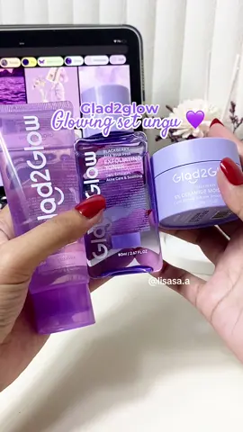 Glowing set glad2glow @glad2glow.indo #fyp #fypシ゚ #viral #berandamu #guncang1212 #paydaysale #wibgajian #glad2glow #blueberrymoisturizer #glad2glowmoisturizer #glowingskincare #cantikamantulity #kulitsehat 