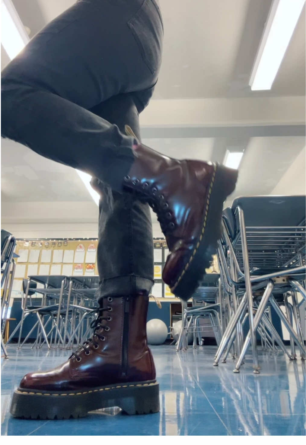 Cherry Red Platform Doc Martens ✌🏽 #teachersoftiktok #nyc #viral #fitcheck #OOTD #kicksoftheday #docmartens 