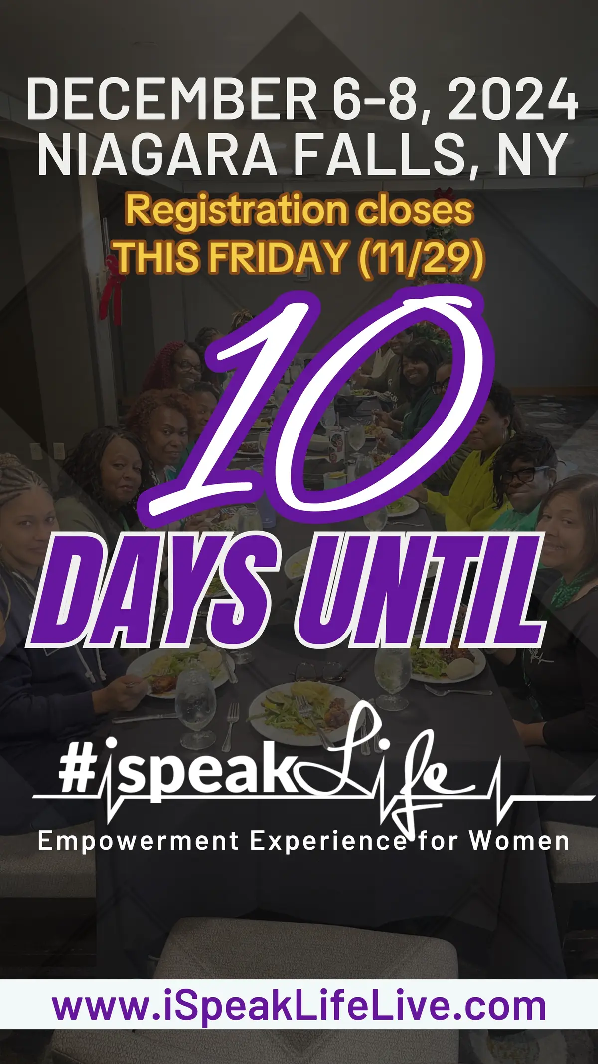 10 days until you enter a room where you’re the priority. Isn't it time you made time for YOU? Isn't it time you said YES to YOU and YOUR dreams and anything else you've been putting on the back burner? Isn't it time you took YOU off the shelf and put you front and center? There are a just a few more days to get your ticket. Registration closes THIS FRIDAY! Link to register is in my profile #TrueheartSpeaks #iSpeakLifeLIVE #womenempoweringwomen #unplug #conference #liveevent #rediscoveryourself #community 