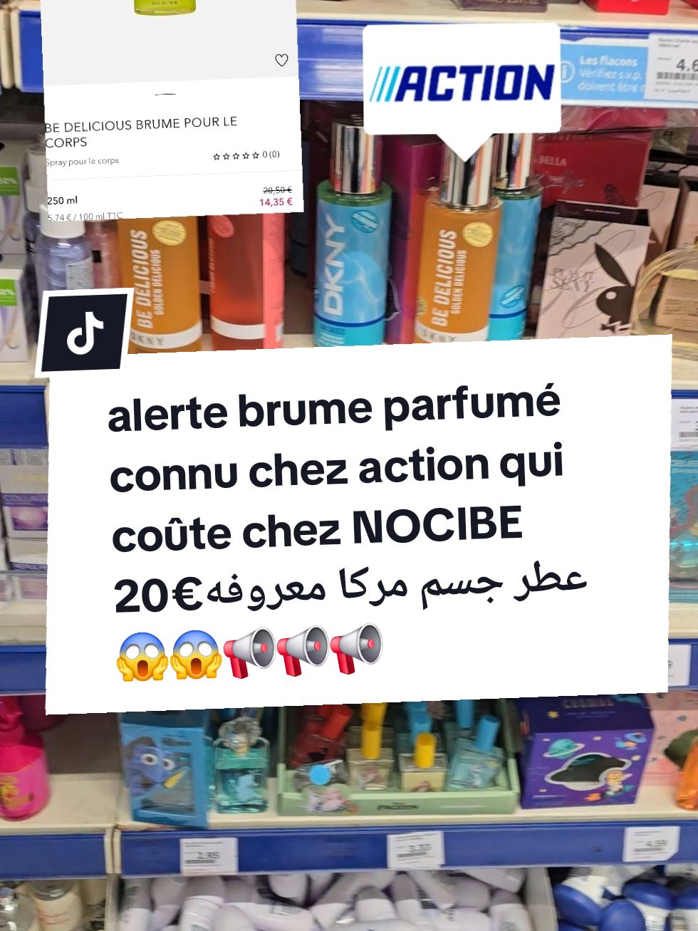 très bon plan brume parfumé chez action 1,59€ qui coûte 20€ à  NOCIBE 😱📢#action #produitaction #brume #parfum #bonplan #petitprix #actionfrance #nocibé #pourtoi #fyp #fouryourpage #viral_video #جديد #تيك_توك 