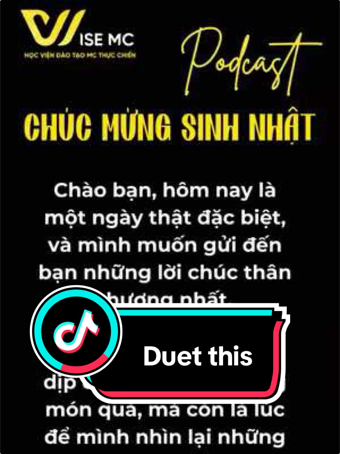 Duet this! Chúc Mừng Sinh Nhật, Bạn Nhé! #wisemc #duet #vietnamesespeaking #voice #hocmc #englishspeaking #duetmc #lammc