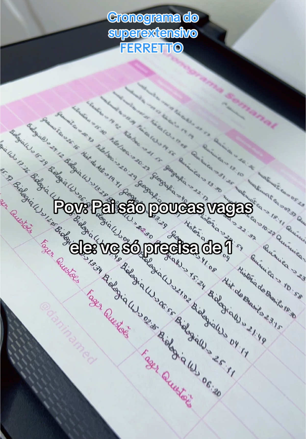 Cronograma do superextensivo da plataforma do professor Ferretto. Obrigado @DANINAMED #cronogramaferretto #ferretto #student #enem 