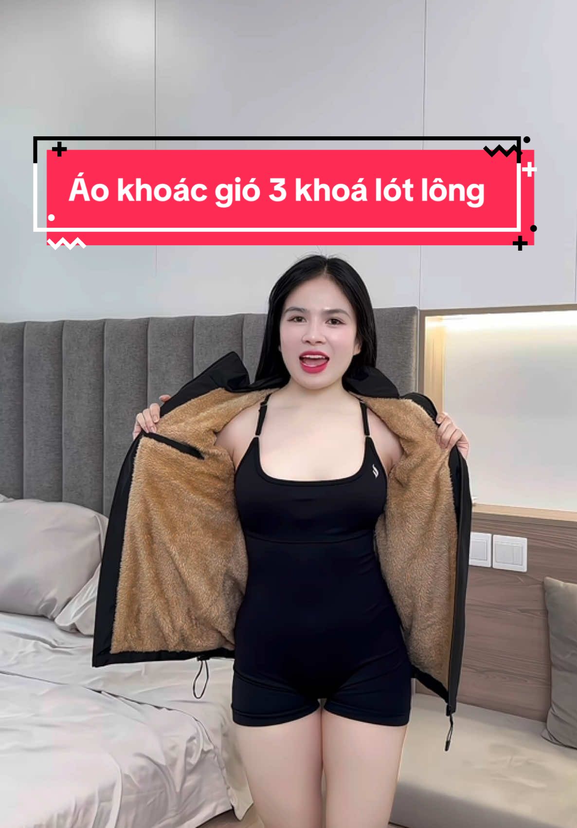 Áo khoác gió 3 khoá lót lông