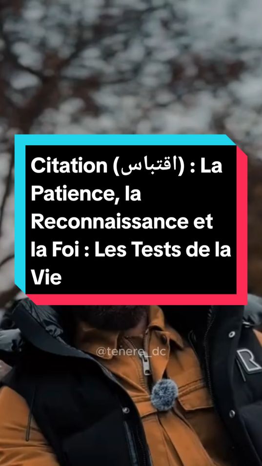 Citation (اقتباس) : La Patience, la Reconnaissance et la Foi : Les Tests de la Vie #اقتباسات #motivation #citation #leçon #conseil #citation #citationdujour #pourtoi 