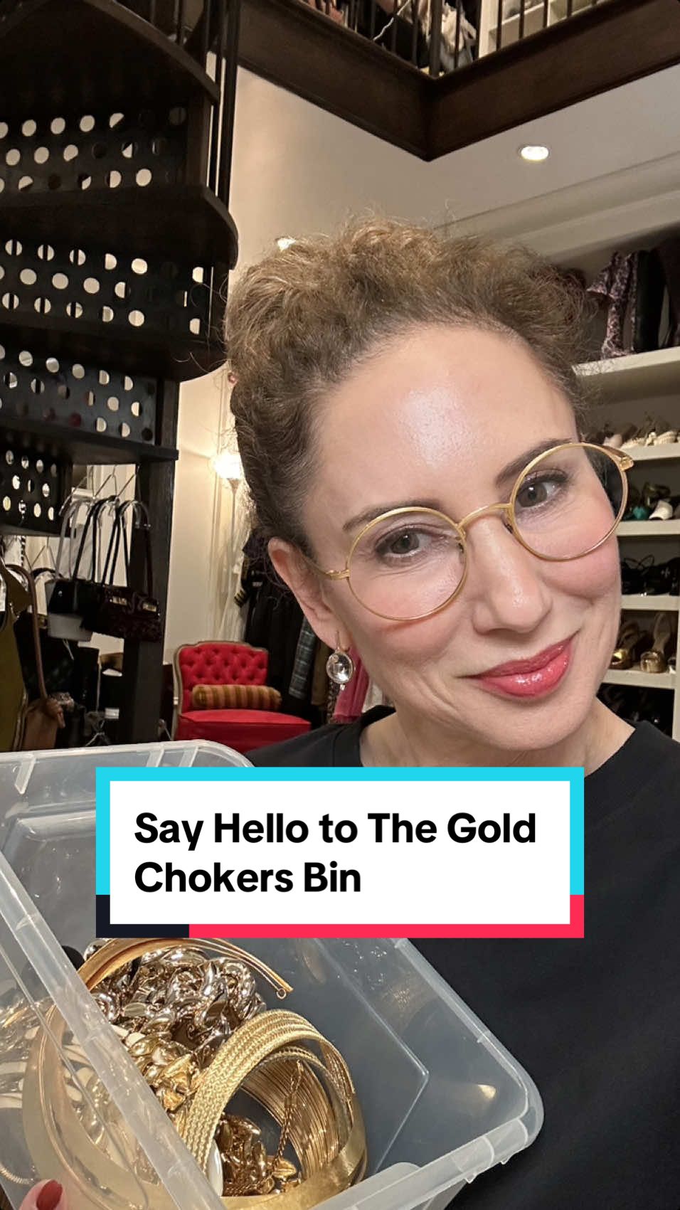 You asked, we delivered... Say hello to the gold chokers bin ✨ I organize my jewelry by color and style – and this bin is dedicated to gold-toned pieces that sit high on the neck. They’re perfect for adding glow and are endlessly stackable! Watch the full video on my YouTube!  Gold Chokers: Vintage #jewelry #vintage #chokers #necklaces #carlarockmore 