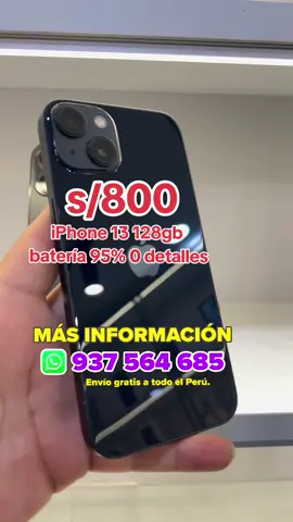 iPhone 13 seminuevo de 128 en tan solo 800 soles entrega inmediata único color Solicita un videollamada Para mayor seguridad y hacer la compra. ❤️ Tienda en IQUITOS:  Mall Aventura Plaza de Iquitos int. 273  ❤️ Tienda en TINGO MARÍA:  Av. Leoncio Prado N° 1829 ❤️  Tienda en SATIPO: Av. Huamanga N° 829 ❤️ Tienda en TUMBES Av. Belaunde N° 728  ⏱️ Horario: de lunes a sábado de 10:00am a 8:00pm 🚫 Domingo no hay atención ✈️📦🚍 Si te encuentras en otra ciudad, puedes solicitar el envío a tu provincia y totalmente gratis por Olva Courier o Shalom  y llega en 2 a 3 días a tu destino dependiendo tu ciudad.  🚫 NO hacemos contra entrega 🚨 Toda compra es previo depósito  #smartphonesalcredito #creditocelulares #celularesenpagos #credito #iphone15promax #iphone16promax #celularesenpartes 