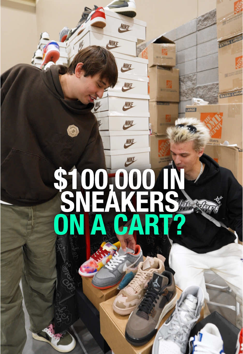 This guy is carrying $100,000 of shoes on a CART💥                               #sbdunks #100ksneaker #raresneakers #pigeondunk #stapledunk