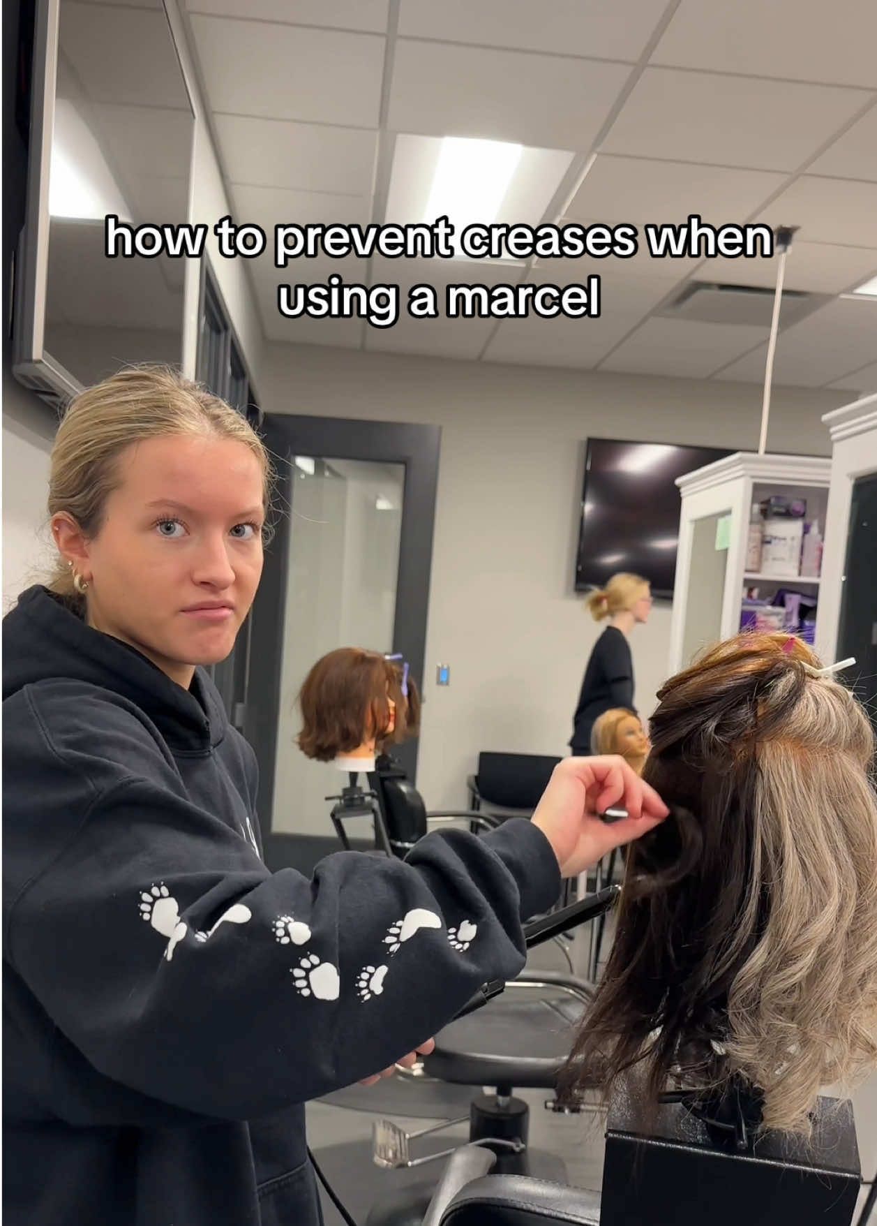 marcel iron curling tip #cosmetologyschool #marcel #curlingiron #preventhaircreases #hairstylist #hair #hairtips #preventfriedends #curls #hairtips