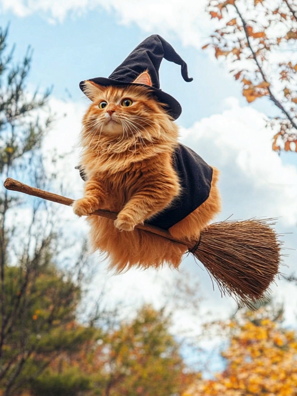Wizard cat flying on the broom. #wizardcat #harrypotter #foryou #foryoupage #fy #fyp #fypage #fypシ゚viral #viraltiktok #PetsOfTikTok #cat #cats #catsoftiktok