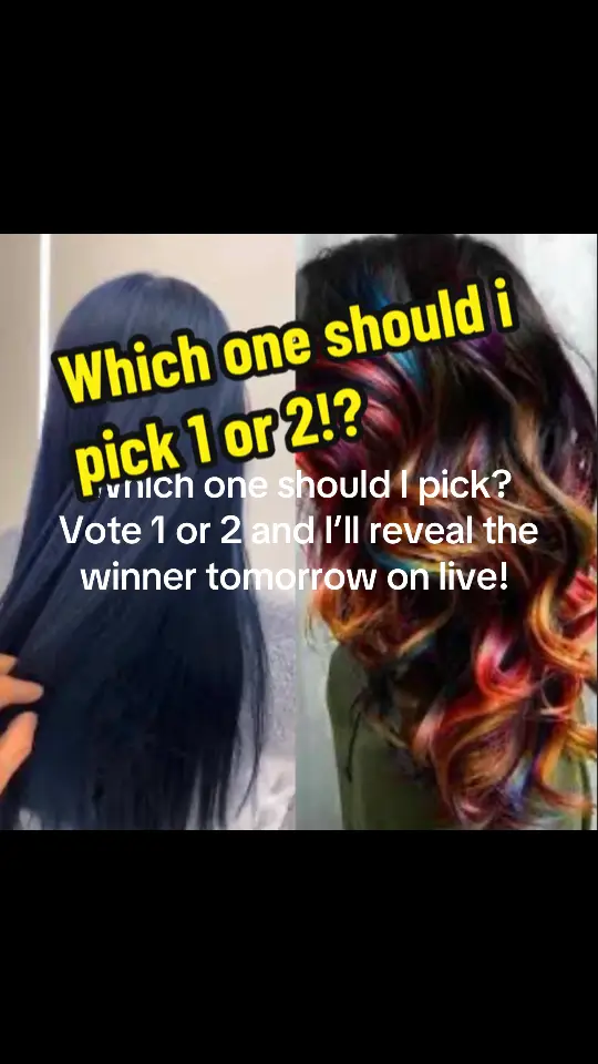 Okay, so im coming to you guys! Which one should I do with my hair!? Vote picture 1 or 2 in the comments. Whichever one gets the most votes, I will color tonight and reveal tomorrow on live! #hairstylist #haircolor #newhair #fyp #f #fy 