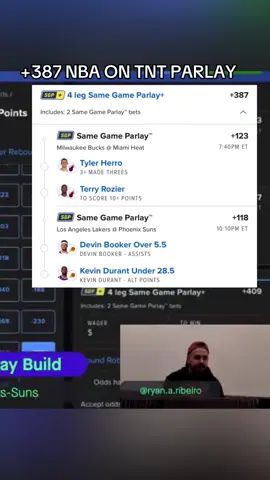 You helped us build this +387 NBA on TNT parlay in the B/R App 🔥 We going back-to-back? 💬 @ryan.ribs #NBA #basketball #nbaontnt #kevindurant 