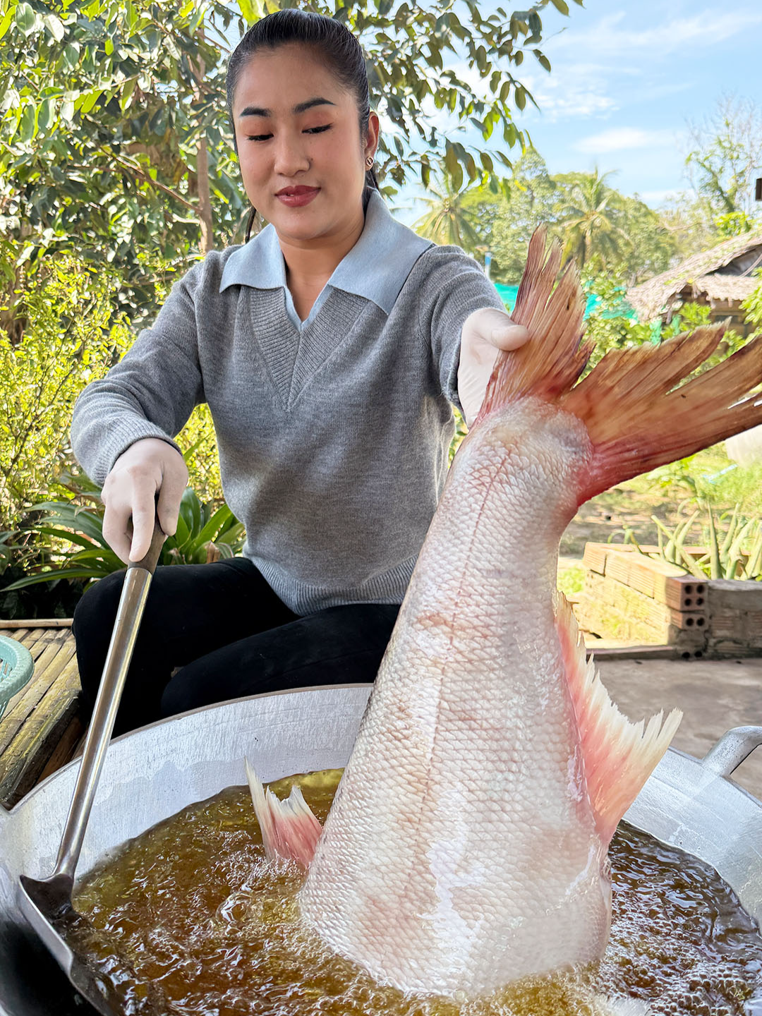 Yummy big half fish cooking