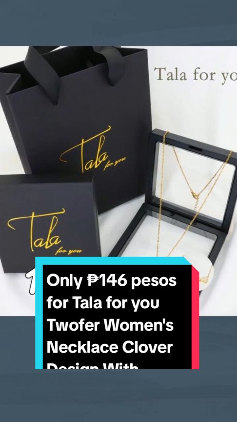 Only ₱146 pesos for Tala for you Twofer Women's Necklace Clover Design With Premium Gift Box Hypoallergenic! Don't miss out! Tap the link below! #talaforyou #necklace #TikTokShop #tiktokph #tiktokaffiliate #TikTokFashion #tiktokfinds #LearnOnTikTok 