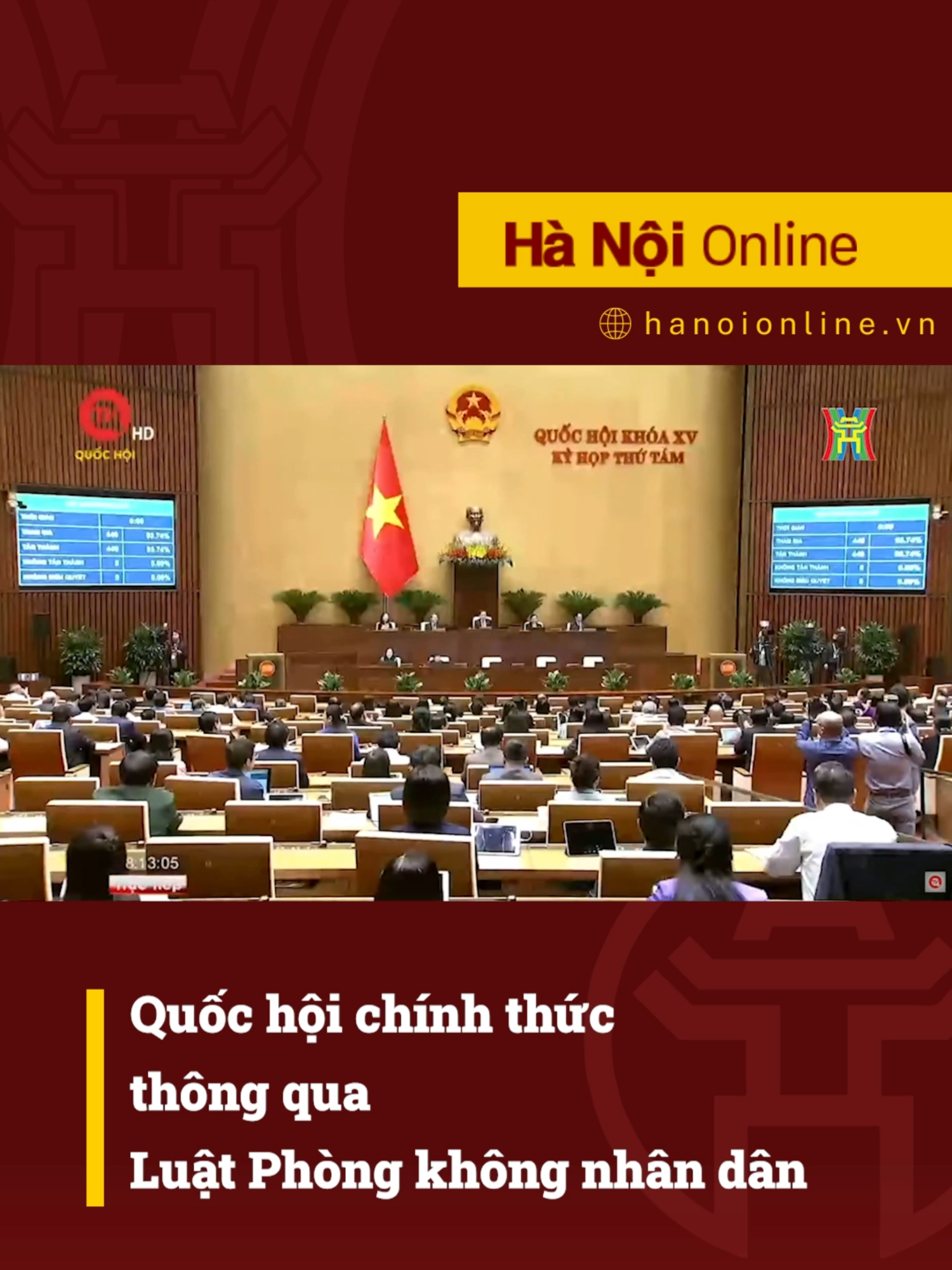 Quốc hội chính thức thông qua Luật Phòng không nhân dân #htvdaihanoi #tiktoknews #kyhopthu8quochoikhoaxv #luatphongkhongnhandan #hopquochoi