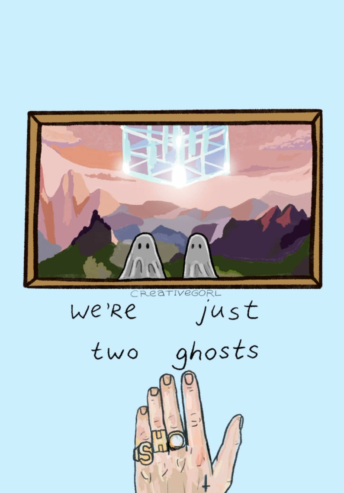 Day 4: Two Ghosts ♡ (ig: creativegorl) I'm drawing illustrations to all Harry Styles' songs in consecutive order. Next one: Sweet Creature 🌼 #harrystyles @HSHQ 