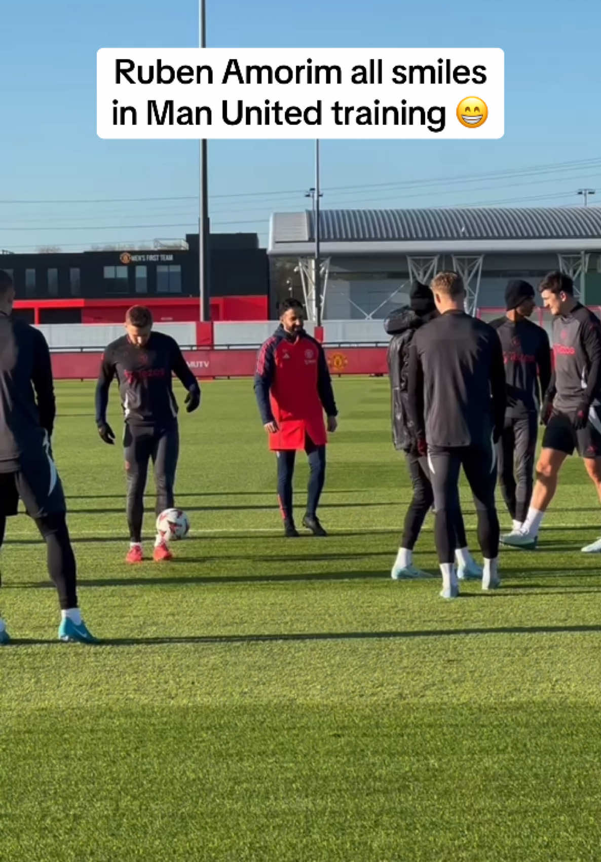 Ruben Amorim gives Marcus Rashford a friendly nudge in Manchester United training 😅 #dailymailsport #football #Soccer #news #PremierLeague 