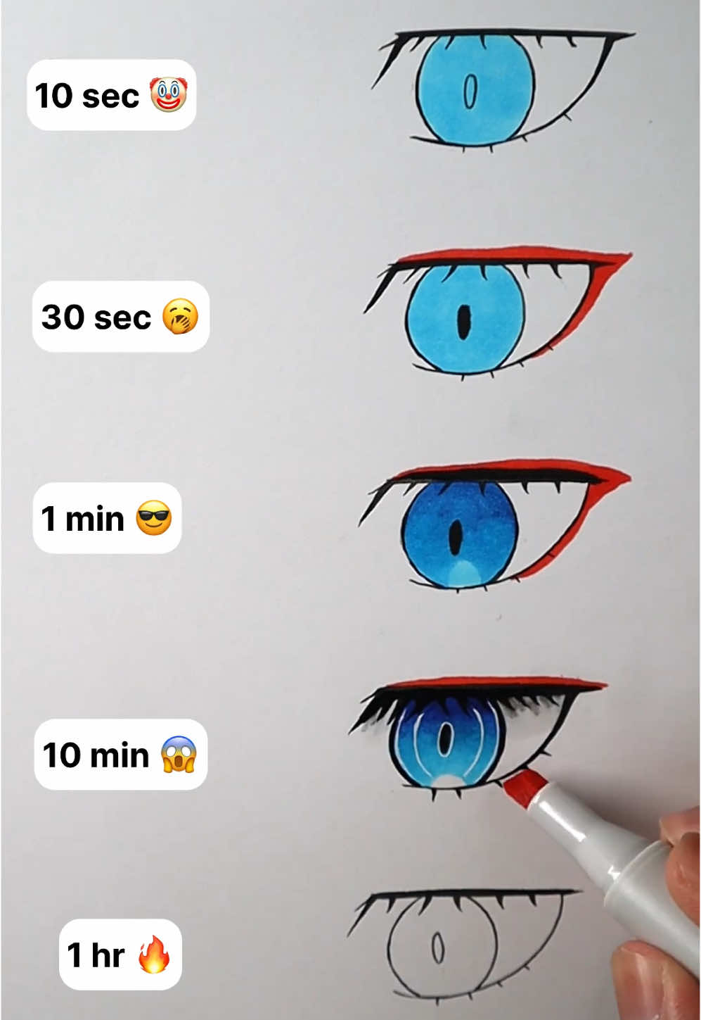 How to Draw Anime Eye in 10sec 1min 1hr #how #to #drawing #animeedit #eyes 