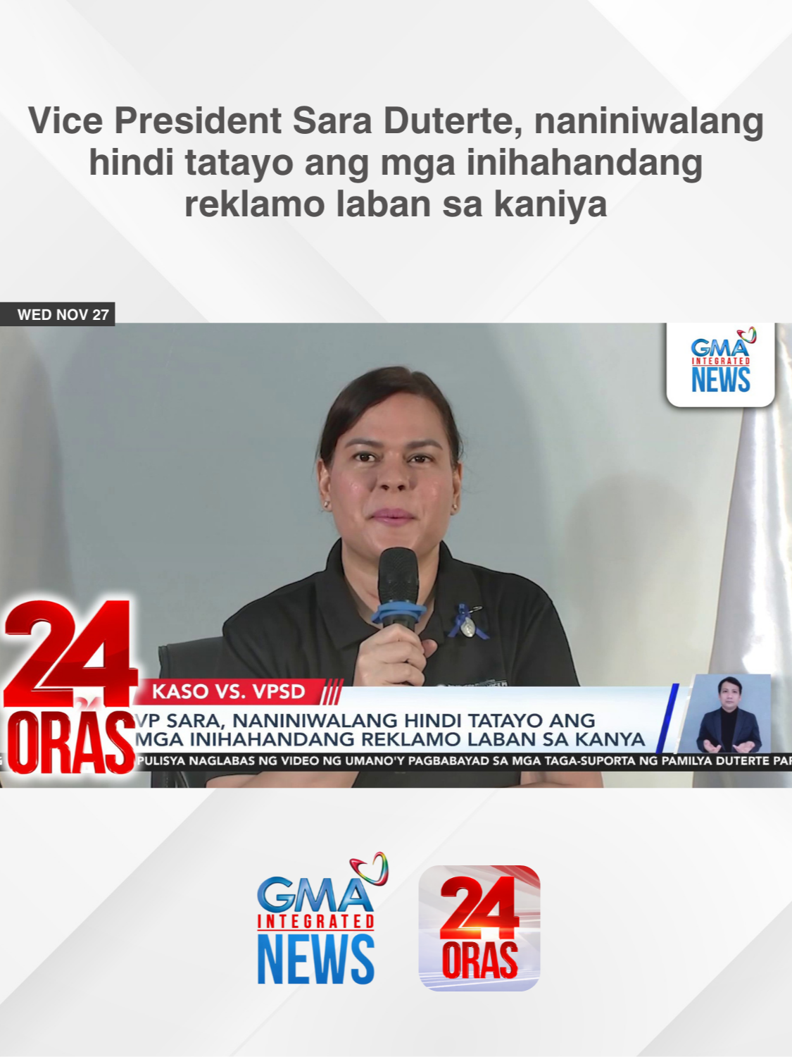 Sinagot ni Vice President Sara Duterte ang ilang isyung kinakaharap kabilang ang mga inihahandang kaso laban sa kaniya at ang usapin ng pagpapa-impeach sa kaniya. May tugon din siya sa Quezon City Police na nagsampa ng reklamo laban sa kaniya. | 24 Oras #BreakingNewsPH #GMAIntegratedNews #24Oras