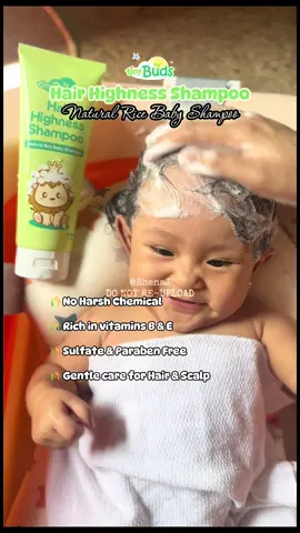 Tiny Buds Hair Highness Shampoo A tear free shampoo lovingly made with natural rice essence and gentle ingredients for soft & healthy baby hair. • Promotes healthy hair growth • Made with Natural Rice Essence • Gentle on Baby's Hair & Scalp • No Harsh Chemicals • Rich in Vitamins B & E • Gentle Care for Scalp #tinybuds #tinybudshairhighnessshampoo #babyshampoo #hairhighnessshampoo #fyp #babyessentials 