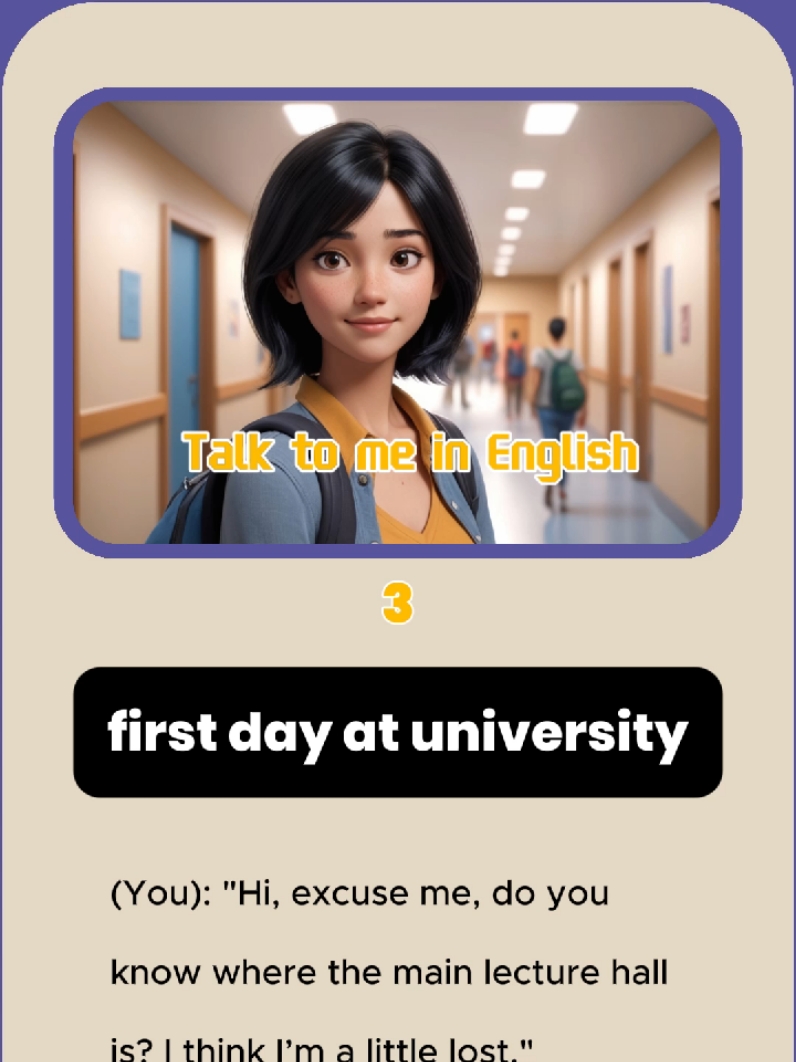 first day at university.  #LearnOnTikTok #speakenglish #spokenenglish #practiceenglish #englishvocabulary 