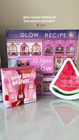 im obsessed with the holiday kits from @Glow Recipe !! 🍉✨ #glowrecipe #officialglowgangambassador #skincare #beauty #unboxing #haul #gifted #pr #aesthetic #preppy #preppyaesthetic #christmas 