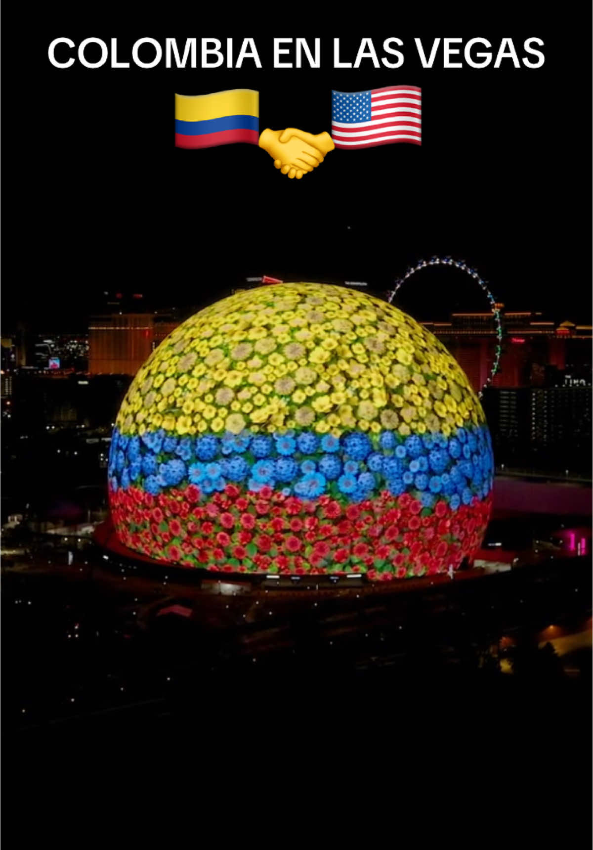 Así se promociona a COLOMBIA como destino turístico de calidad ante los ojos del mundo ve. En la gran pantalla de la esfera en Las Vegas. ¡Qué belleza!