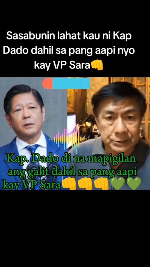 Kap Dado umaapaw sa gal!t dahil sa pang aapi kay VP Sara. #saraduterte #nocopyrightinfringementintended #follower #TikTokLIVE #paangat #engagement #engagementisthekey🔑 #tataydigong #salpanelo #cupcut #TikTokLIVE 