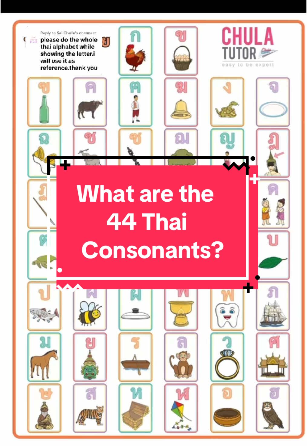 Replying to @Sai Chelle Here are 44 Thai consonants and how to pronouce them: sound, name and word associate with each letter. #benny2thai #learnthaiwithben #speakthaithrivedaily #learnthaionline #speakthai #thailanguage #thailernen #thaiconsonants #readingthai #tiktokuni 