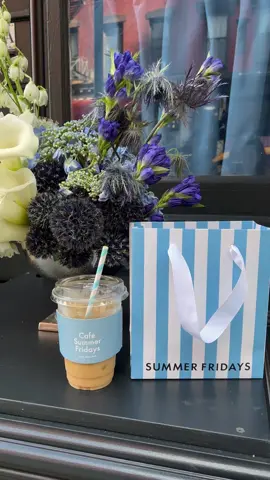Café Summer Fridays 🩵☕️🥯 #summerfridays #summerfridayslipbutterbalm #lipbutterbalm #nycpop #coffeeandbagels 