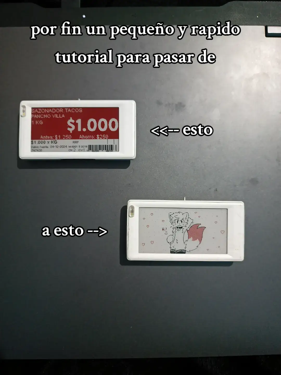 si lees esto, por favor comenten y den like, realmente me anima a traer cositas así xd si no te gusta esto, bueno, que se le va a hacer jajdkskd #hack #esp32 #arduino #eink #epaper #experiment #electricidad #esp32project 