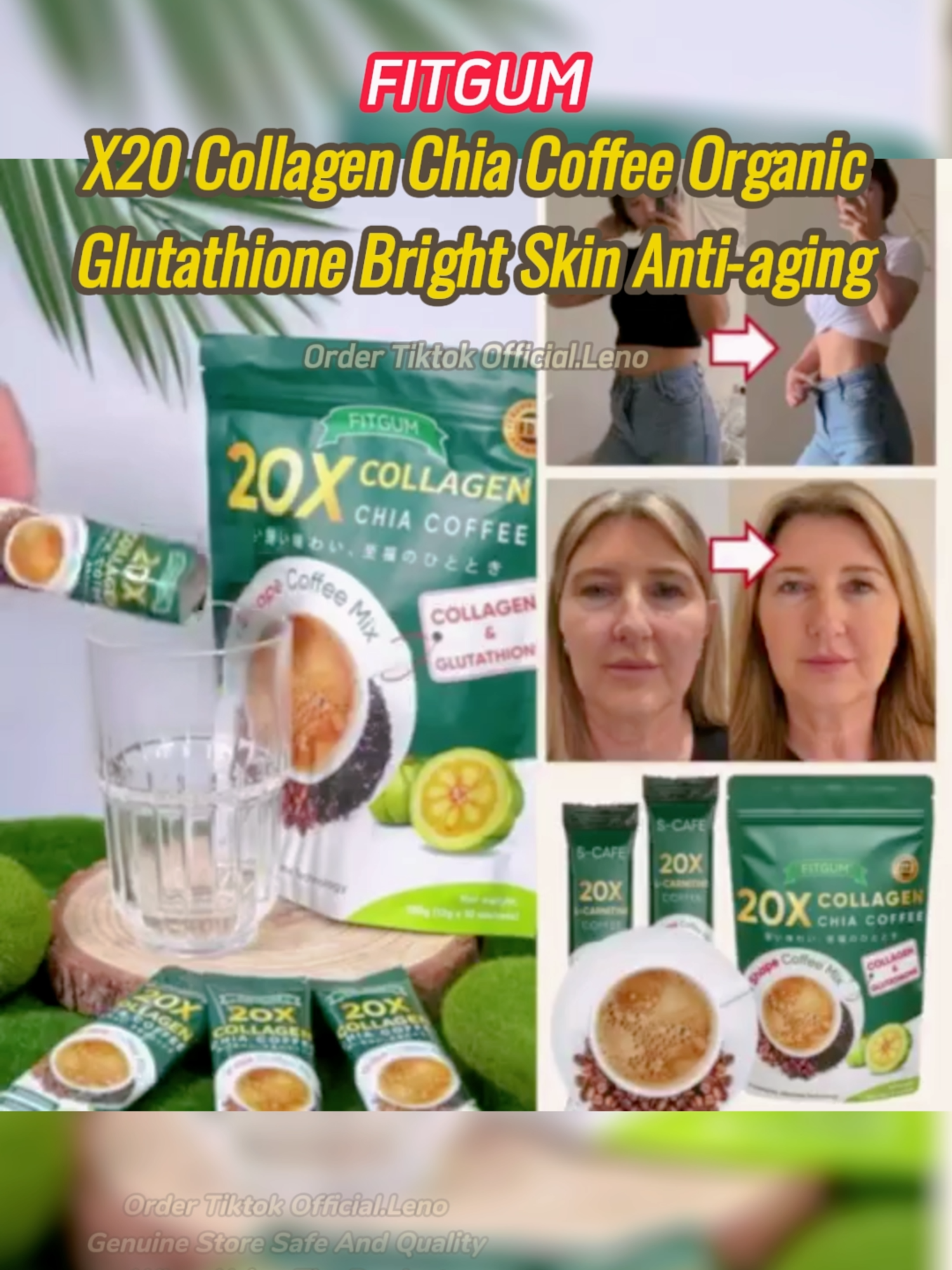 Fitgum X20 Collagen Chia Coffee Organic Glutathione Bright Skin Anti-aging #Collagen  #Coffee #Glutathione #Fitgum