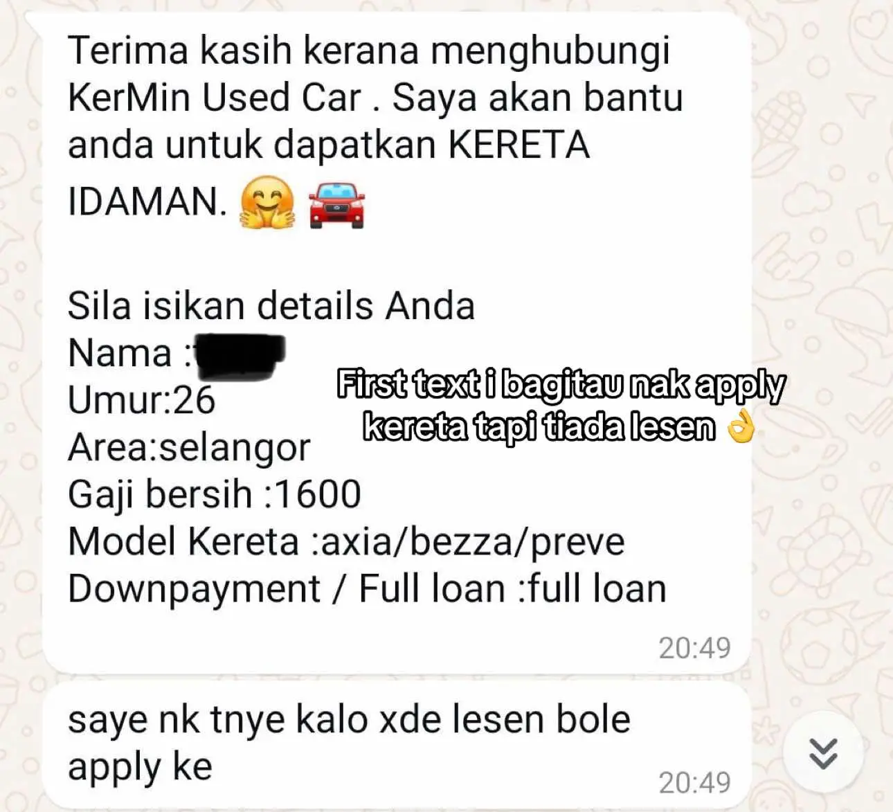 Gaji 1.1k lepas preve full loan lgi tak ada lesen .. dah lulus request cancel pulak ? Nak kereta baru ? Then kenapa nak apply used car dgn saya ? Fikir dlu baru masuk loan okay 😅 Preve 2018 available readystock skrg ni ada siapa nak ke .. tekan link kt whatsap ya #fyp #fypシ゚ #preve #cancel #ragam #geram #kereta #usedcar #viral #foryou #gajirendah 