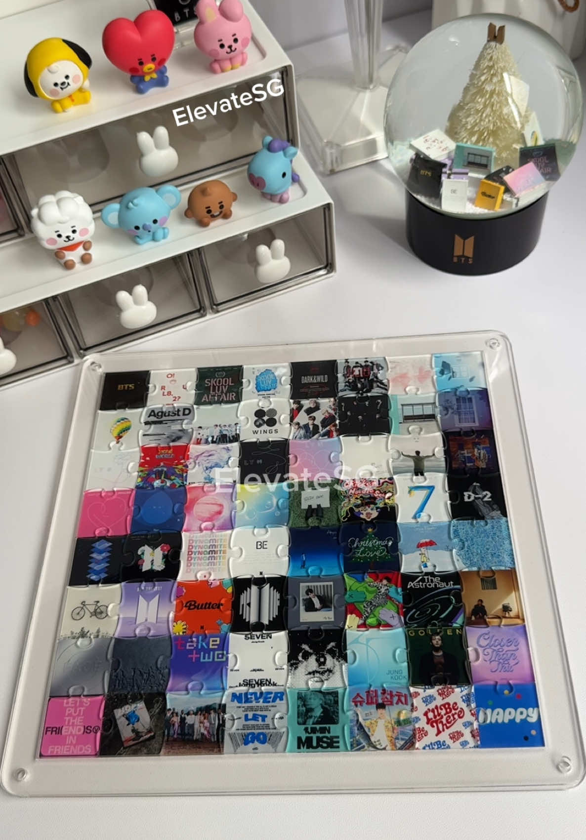 💟BTS discography in a frame ; (8x8) Now that all members officially released their solo albums 🥹 We can only ship this item(8x8) to certain countries so it is only available for purchase upon request. Please check if we deliver to your country first before placing order. Thank you 8x8 available for these countries at a flat rate fee: USA(except Hawaii), Canada, Australia, New Zealand) Free delivery: South Korea, Japan, Taiwan, Hong Kong, Singapore, Macau, Malaysia, China, Philippines, Thailand, Vietnam All other countries: USD25 shipping fee applies, please do not attempt to place order without reaching out first or we will cancel the order. This item (8x8): around USD70  If you want namjoon mixtape, it can be replaced with 4 o’clock cover, we chose this because the army that placed the order loves V very much.  All others are (5x5) (5x4) (4x4) available for worldwide shipping.  (You may view the sample in the IG story’s highlight) Please DM for design clarification if unsure. Designed and made by us for ARMY💜 This product is not official，it is created based on interest and for people who shared the same interest.  It is possible to change/amend etc upon request so please do reach out to us, we can change to whatever is missing or needed as long it becomes a square or a rectangle 🫶🏻 You can purchase some of these in our online store (link in bio) but will not be able to view the photos so you have to look out for the group name. Please reach out for different KPOP idols customisation 😊 Do check out our page for other kpop groups 🥳 Some groups are available in our Etsy store although the video is not release yet. #bts #bangtan #bangtanboys #bangtanarmy #bangtansonyeondan #btsarmy #army #btspuzzle #armybtsforever #borahae #방탄 #방탄소년단 #btsalbum #thv #jhope #jungkook #suga #rm #jin #jimin #kpopdisplay #kpopacrylic #acrylicpuzzle #kpop #kpopfyp #케이팝 #Kポップ #防弾少年団 #バンタン