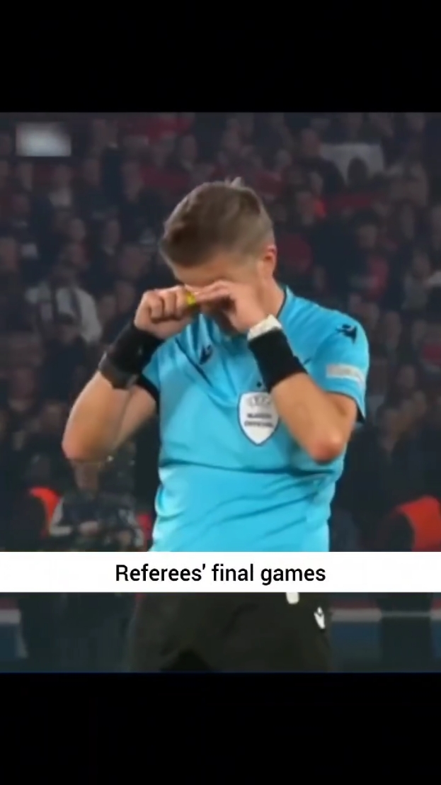 Replying to @poksa_xzx The last whistle from this referee was really emotionally heart breaking! Referee retiring!! #referee  #retirement #emotional #football #fyp#cristiano #last 