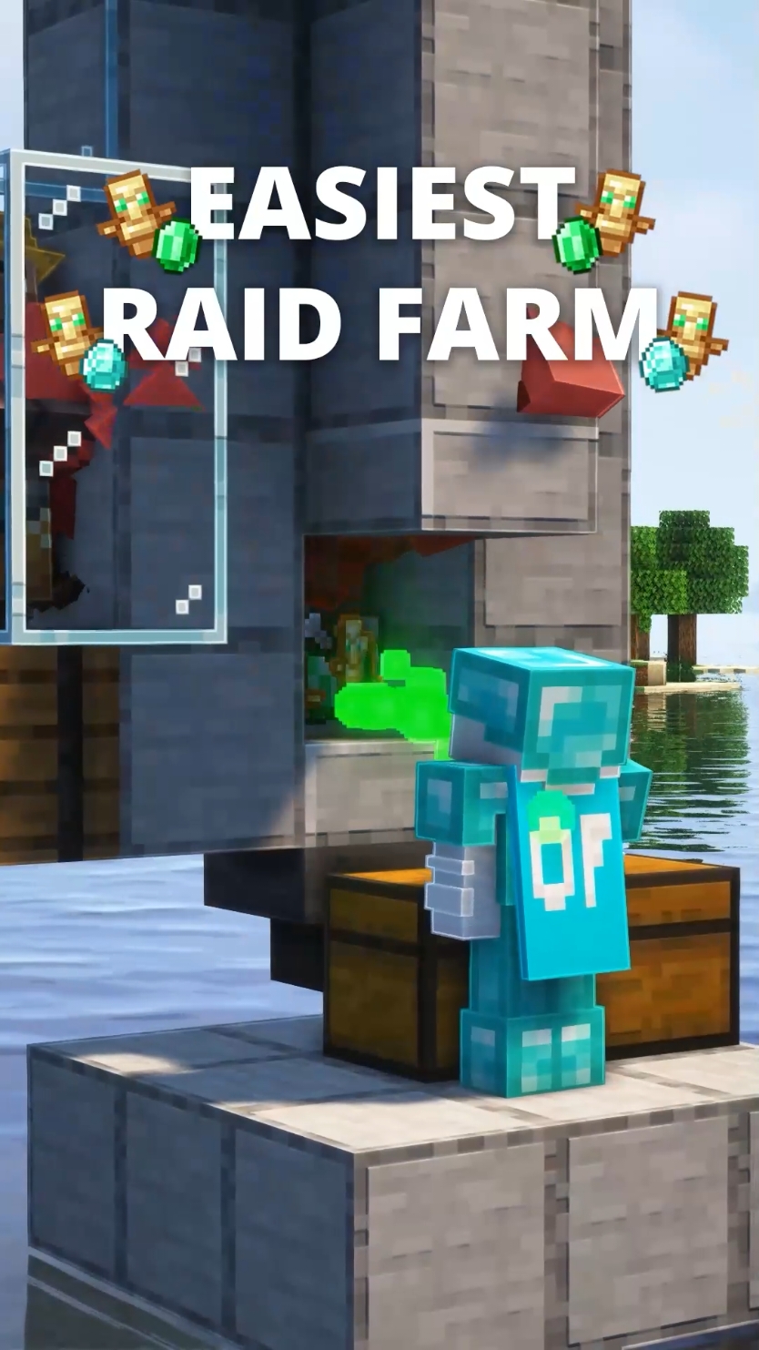 Minecraft Easiest Raid Farm☠️ #Minecraft #minecrafttutorial #minecraftbuilding #minecraftbuild 