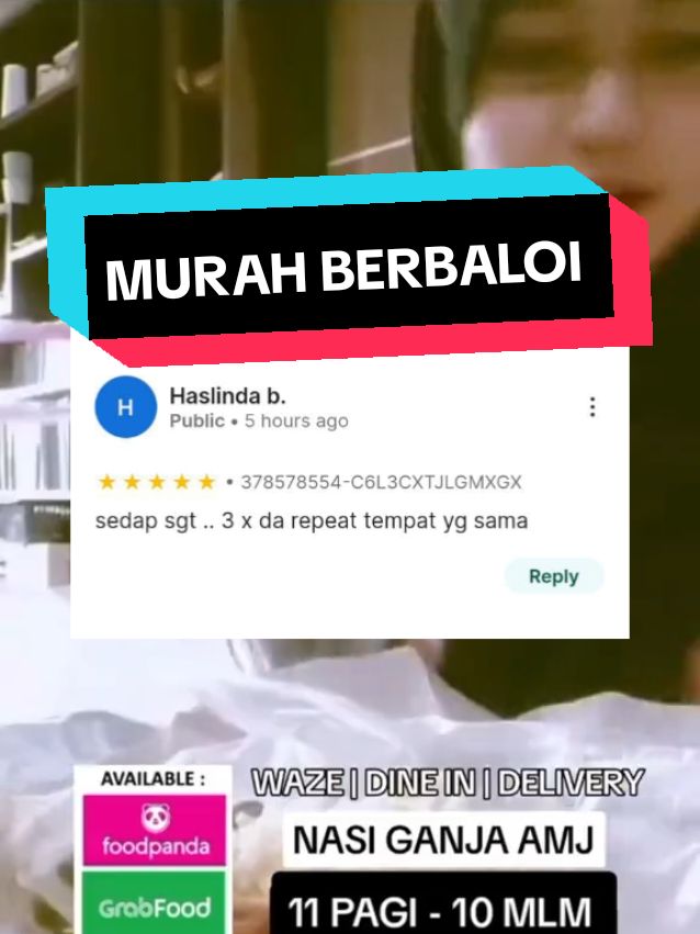 Bila pelanggan pekena NASI GANJA AMJ NO 1 DI MELAKA serendah RM 7 je beb. Depa kata padu sedap murah dan berbaloi sangat. #grabfood #foodpanda #shopeefood 