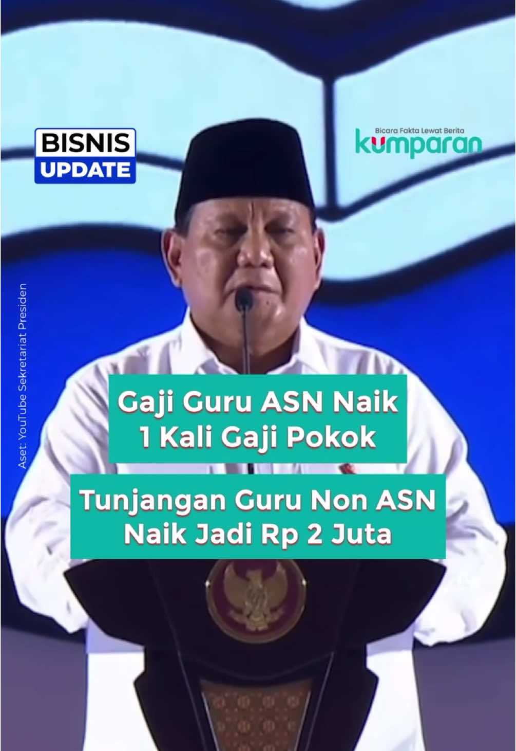 Kabar baik buat para guru nih, Gaes! Presiden Prabowo Subianto mengumumkan kenaikan gaji guru di 2025. Hal itu disampaikannya saat perayaan Hari Guru Nasional di Velodrome, Rawamangun, Jakarta Timur, Kamis (28/11). Berapa kenaikannya? Simak selengkapnya di sini 😉 📸: Dok. YouTube Sekretariat Presiden.⁠ ⁠ #bisnisupdate #update #bisnis #svt #guru #prabowosubianto #srimulyani #menkeu #gaji #harigurunasional #info #infoterkini #berita #beritaterkini #bicarafaktalewatberita #kumparan