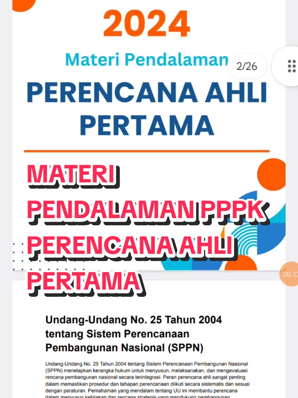 Materi Pendalaman PPPK Perencana Ahli Pertama  #materipendalamanpppk #materipppk #pppk #perencanaahlipertama #kisikisipppk #indonesia