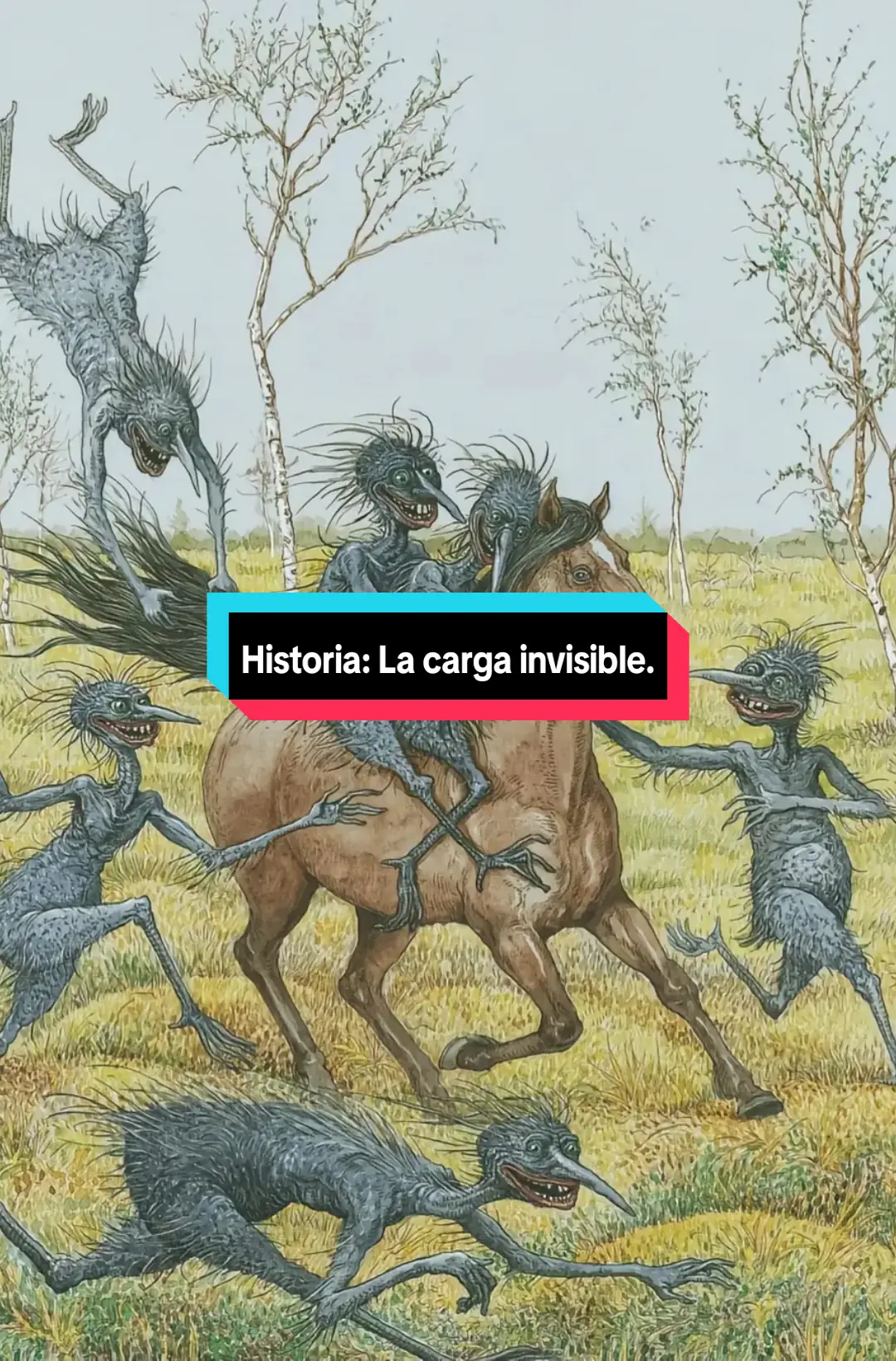 Había una vez un joven llamado Alaric que vivía en una aldea remota, rodeada de colinas y bosques interminables. A simple vista, parecía un hombre común, pero llevaba consigo una carga invisible que lo distinguía de todos los demás. No era una carga física, sino algo que habitaba en su mente y en su espíritu. Era la acumulación de años de inseguridades, errores y miedos que tomaban forma en su interior. Una mañana, Alaric decidió partir en un viaje hacia la gran ciudad en busca de un nuevo comienzo. Montó su fiel caballo, Bruma, y se adentró en el bosque, dispuesto a enfrentar lo desconocido. Pero no había recorrido mucho cuando sintió un peso extraño en su espalda. Se giró, desconcertado, pero no vio nada. Pensó que era solo el cansancio y continuó su camino. Al caer la tarde, mientras cabalgaba por un campo abierto, algo extraño comenzó a suceder. Sentía movimientos en su caballo, pequeños saltos y trotes desiguales, como si Bruma cargara algo más que a él. Miró hacia abajo y vio figuras grotescas subiendo por las patas del animal. Eran criaturas pequeñas, de ojos brillantes y risas agudas. Tenían cuerpos retorcidos y zarpas afiladas, y no parecían humanas ni animales. Alaric sintió un escalofrío recorrerle el cuerpo, pero se convenció de que era una alucinación provocada por el cansancio. Sin embargo, las criaturas comenzaron a trepar por Bruma, aferrándose al cuello del caballo, tirando de su crin y mordiéndolo con dientes afilados. Bruma relinchó, tratando de liberarse, pero las criaturas no lo soltaron. —¡Déjenlo en paz! —gritó Alaric, tratando de espantarlas con sus manos. Pero las criaturas no respondían. En cambio, comenzaron a hablar con voces burlonas: —No podemos irnos, Alaric. Nosotros somos tuyos. Hemos nacido de ti. Alaric sintió que el aire se volvía más pesado, como si el mundo entero lo aplastara. De repente, comprendió. Aquellas criaturas no eran reales en el sentido físico; eran la encarnación de todo lo que él llevaba dentro: su culpa, sus fracasos, sus temores. Todo aquello que había ignorado y reprimido durante años ahora lo seguía, reclamando su atención. Mientras las criaturas reían y tiraban de Bruma, Alaric supo que tenía que enfrentarlas. Detuvo al caballo y desmontó, plantándose firme en el suelo. —No voy a seguir huyendo de ustedes —dijo con voz temblorosa, pero decidida—. Si han venido conmigo, es porque tienen algo que enseñarme. Las criaturas lo rodearon, dejando de reír. Una de ellas, la más grande, dio un paso al frente. —No queremos lastimarte, Alaric. Solo queremos que nos veas. Somos parte de ti. Puedes ignorarnos, pero nunca desapareceremos. Alaric respiró profundamente y cerró los ojos. Por primera vez, en lugar de luchar contra sus temores, decidió aceptarlos. Reconoció cada criatura como una parte de sí mismo: una representaba su miedo al fracaso, otra su incapacidad para perdonarse, otra la tristeza que nunca había enfrentado. A medida que las aceptaba, las criaturas comenzaban a desvanecerse, una por una, hasta que solo quedó la más grande. —¿Y tú? —preguntó Alaric—. ¿Qué representas? La criatura lo miró con una sonrisa extraña y respondió: —Soy el miedo a estar solo. Pero ahora que me enfrentas, ya no soy tan grande, ¿verdad? Con esas palabras, la última criatura desapareció, dejando a Alaric y a Bruma solos en el campo. El aire se sentía más liviano, y el horizonte, más claro. Alaric volvió a montar a Bruma, y esta vez, mientras avanzaba, sintió que el viaje ya no era una huida, sino un verdadero comienzo. Autor: Diego García #reflexiones #soledad #lectura #escritos #escrituracreativa #historias 