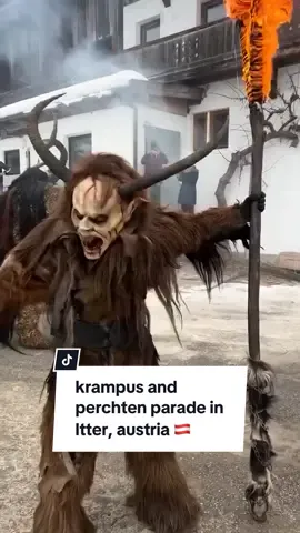 krampus and perchten parade in austria kicks off the festive season with an ancient ritual to ward off evil spirits ❄️ rooted in alpine folklore, this ancient mountain festival takes place at the start of december and features devil-like creatures parading through the streets, driving away the 'devils of winter' and ensuring good fortune for the year ahead. the perchtenlauf, with its haunting masks and fiery energy, is a powerful reminder of the winter solstice and the need to banish darkness as the cold season begins. feeling festive? head to the link in bio to learn about other festive traditions around the world 🌎 📹 @scheidaal_ @laudapass_itter and @tragicb on IG  #krampus #perchten #austria #festivetraditions #ancientrituals #ritual #krampusnacht 