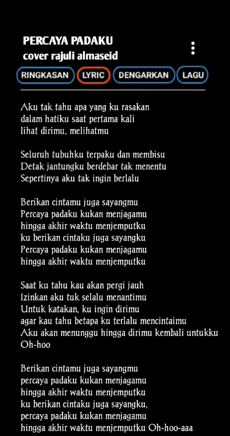 percaya padaku by cover rajuli almaseid  #percayapadaku #unguband #coverlagu #rajulialmaseid #masukberandafyp #storytime #lagupopuler #lagutrending #viraltiktok #lagutrendingtiktok #mylyrics #lirikgoogle #fyp #liriklaguviral #laguterbaru #laguviral 