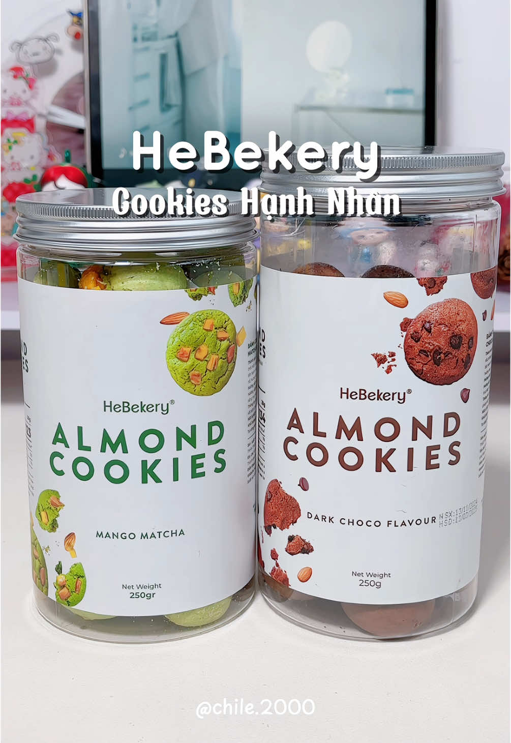 Bánh cookies hạnh nhân HeBekery nguyên cám siu ngon, healthy lắm luôn nha 🥭🍫🍵🤤 #cookies #hebekery #banhcookies #bánh #cookieshanhnhan #anvat #healthy #review #unboxing #xuhuong #chichi2k 