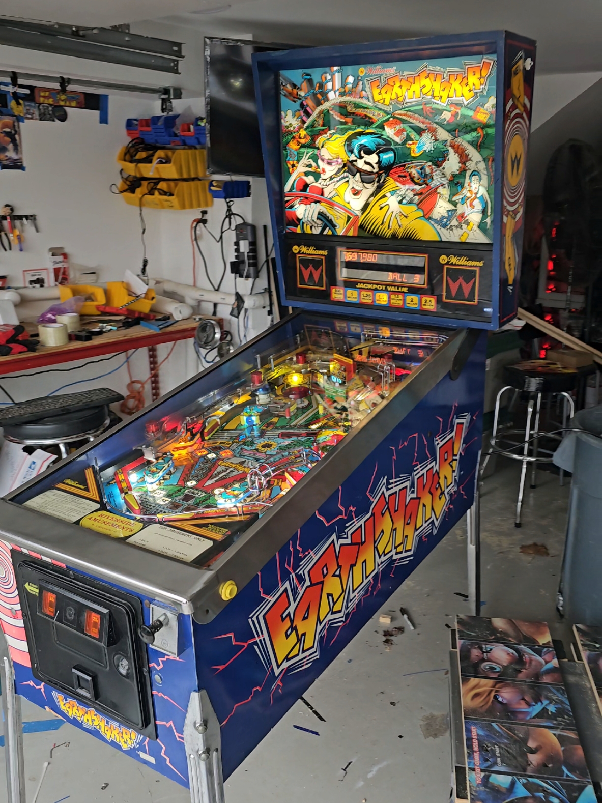 Earthshaker pinball is heading out and onto make someone else happy... but what's taking its spot? Comment what you think i got coming #mancave #retro #arcade #pinball #earthshaker 