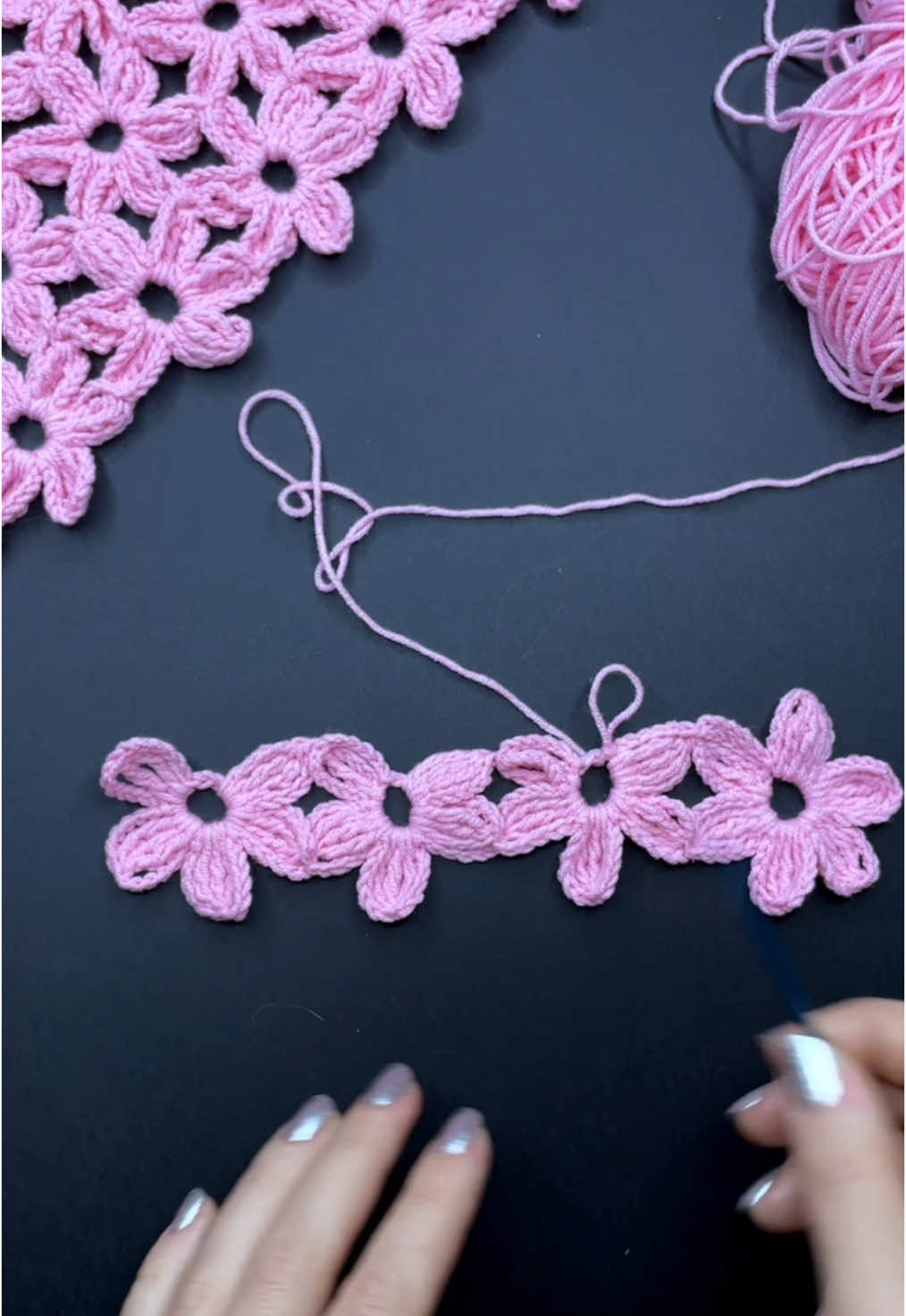 How to crochet flower lace 🌸 tutorial part 2  #crochet #crochetersoftiktok #flower #crochetflower #pattern #create 