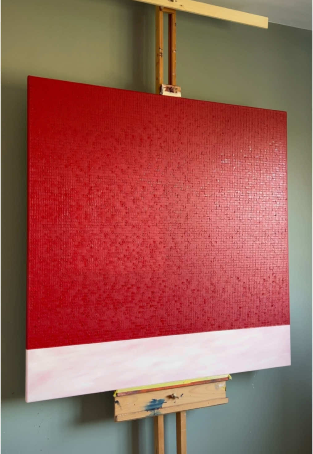 Red and White Commission 2023 - Another commissioned artwork from last year. Loved painting this piece and creating a lovely balance with the composition. This commission was 110x110cm comprising of just over 11,000 hand painted squares - #art #arte #oilpainting #asmr #painting #tiktokart #relaxingart #modernart #contemporaryart #artcollector #dansaekhwa #redart #piersphillips