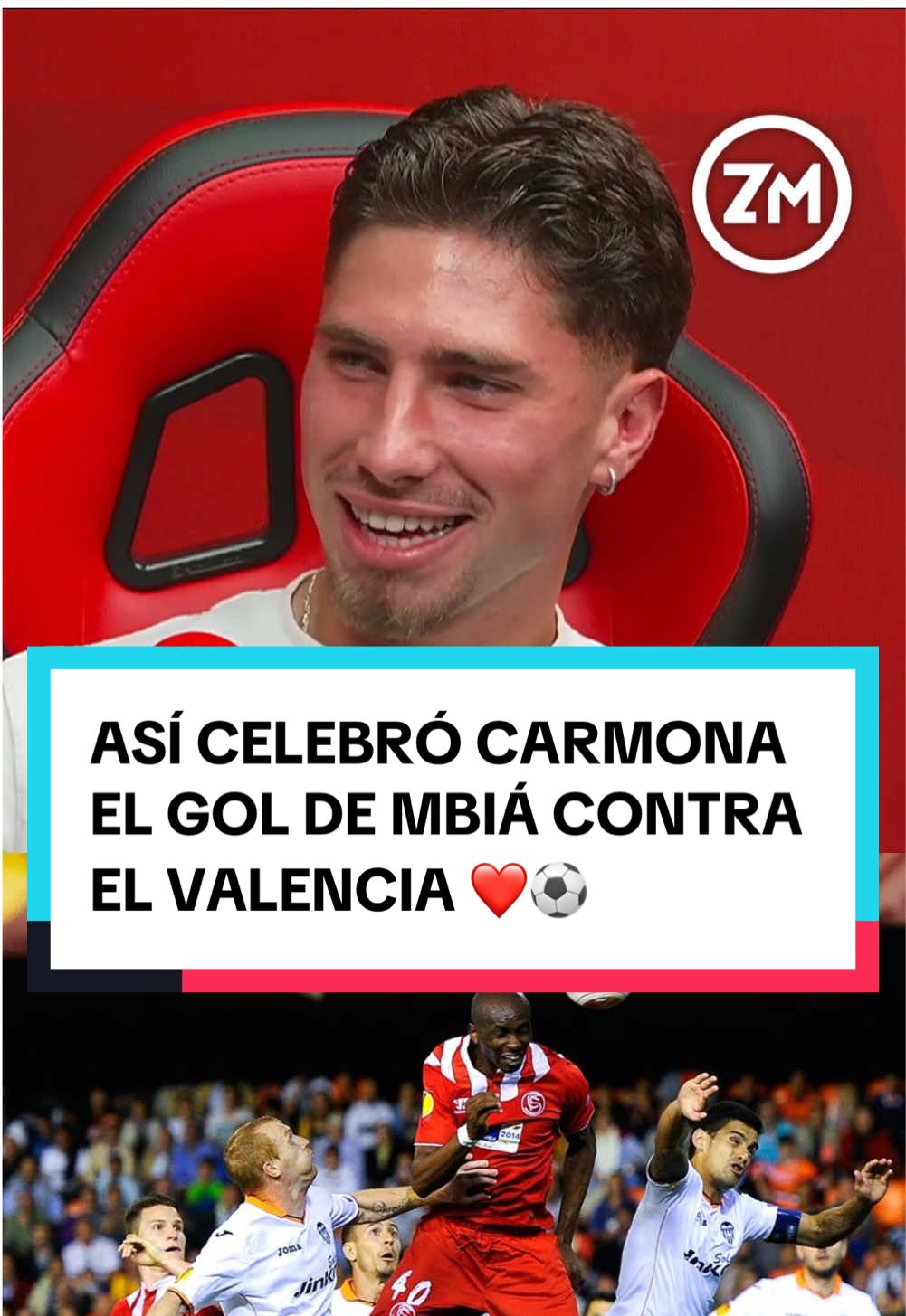 😂 “Mi padre me tuvo que pegar porque casi mato a mi hermana” 🔴 José Ángel Carmona cuenta como vivió junto a su familia el gol de Mbia contra el Valencia. Vía SEVILLAFC TV #ZonaMixta 