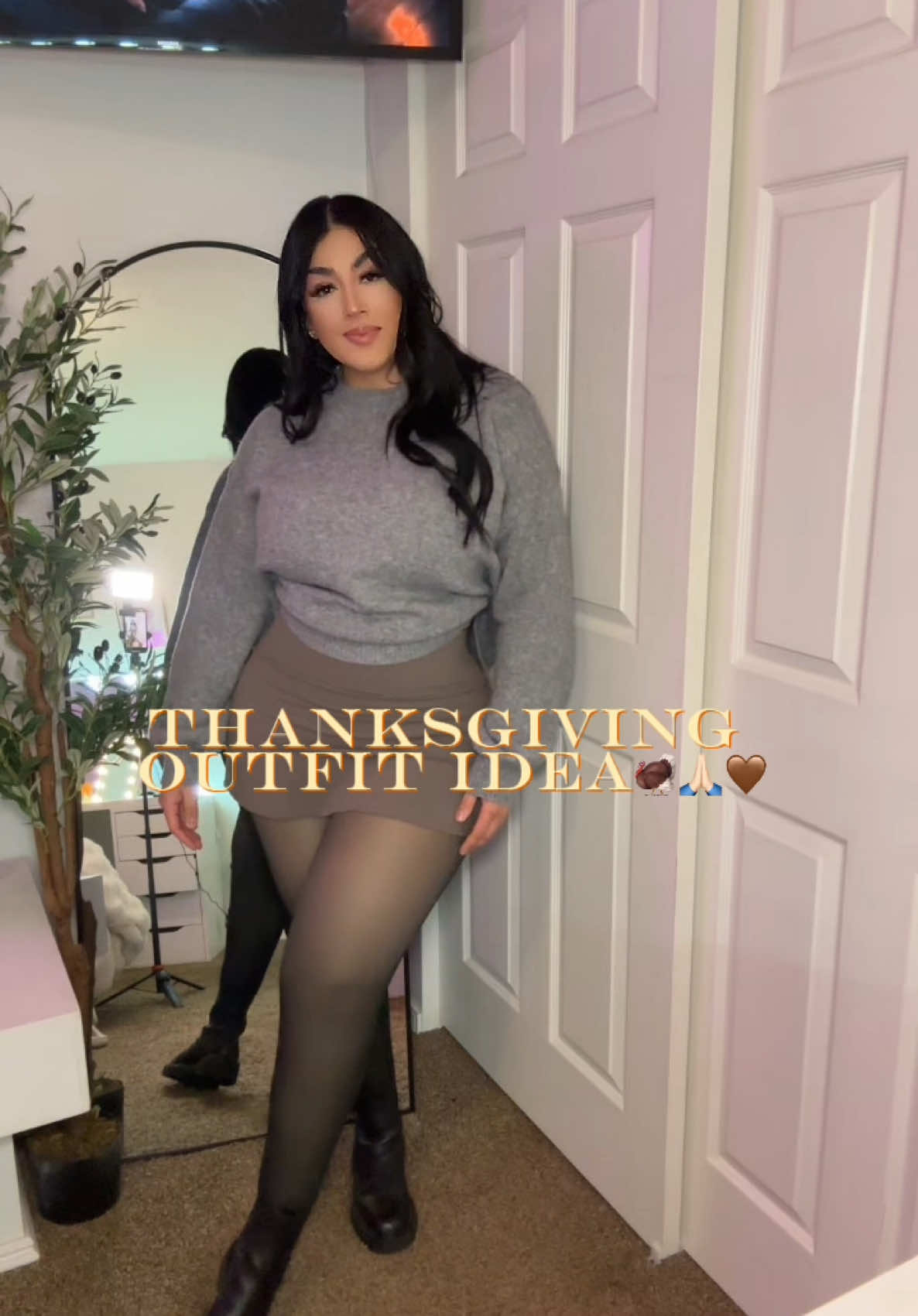 Staying cozy and comfy❤️‍🔥🐻 #ad #fleecelinedtights #outfit #thanksgivingoutfit #comfy #style #TikTokShop #fyp 