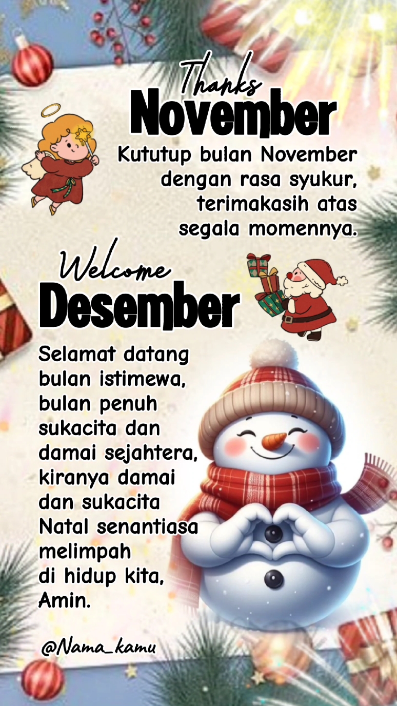 Thanks November & Welcome Desember 2024 . . . . . . #renunganhariankristen  #goodbyenovember #welcomedesember  #natal #christmas   #templatecapcut    #template #rohani_kristen  #ayatalkitab  #rohanikristen  #inspirasikristen #fypシ #fypdong  #saatteduh #30november2024      #katakatakristen #doakristen  #lagurohani #musikrohani #storywa  #dedikawan #capcut #CapCut 