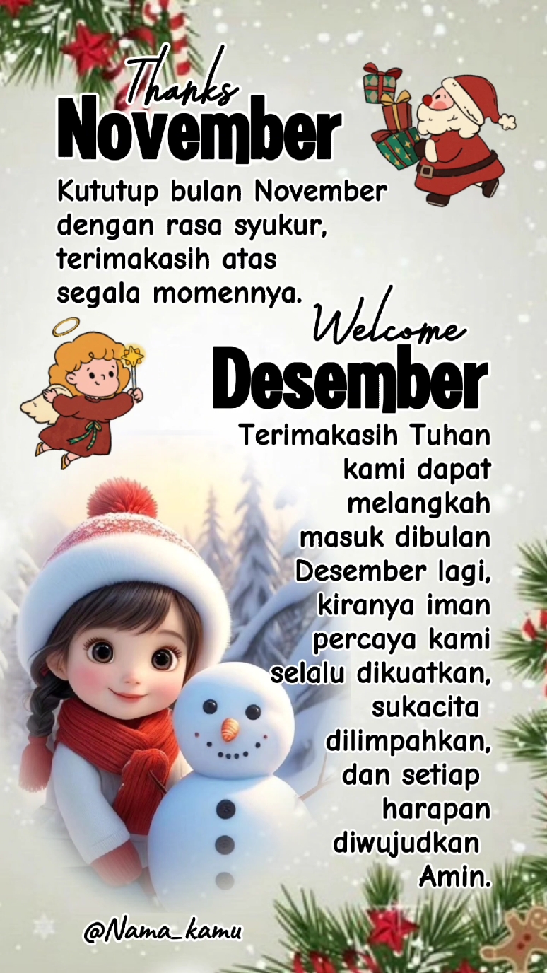 Thanks November & Welcome Desember 2024 . . . . . . #renunganhariankristen  #goodbyenovember #welcomedesember  #natal #christmas   #templatecapcut    #template #rohani_kristen  #ayatalkitab  #rohanikristen  #inspirasikristen #fypシ #fypdong  #saatteduh #30november2024      #katakatakristen #doakristen  #lagurohani #musikrohani #storywa  #dedikawan #capcut #CapCut 